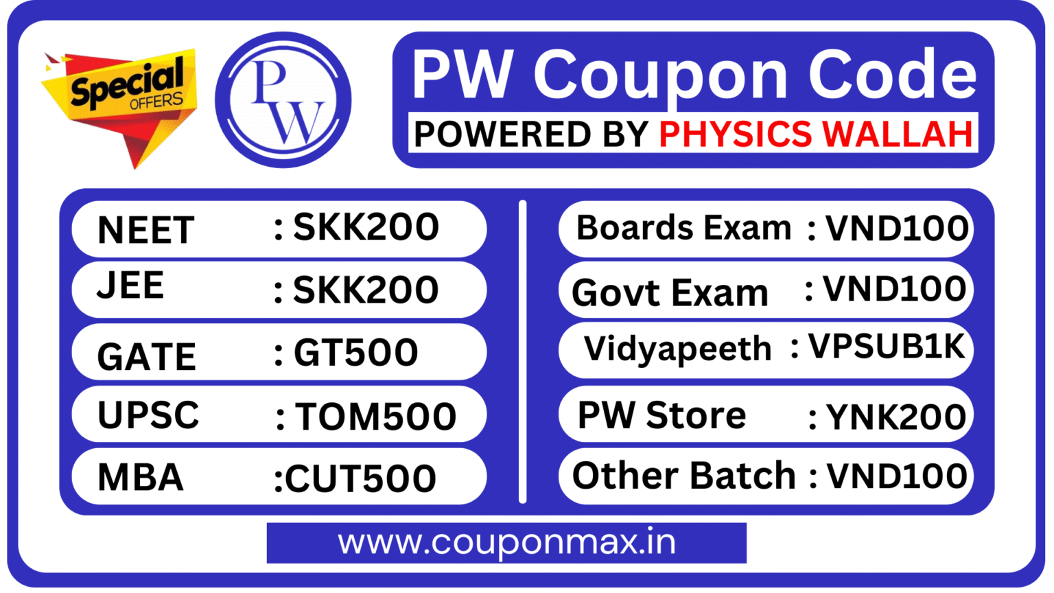 PW Coupon Code: get Up to 99% Off on Physics Wallah All Batches ...